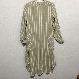 Tavin Gray Stripe Long Sleeve Pockets Long Tunic Dress